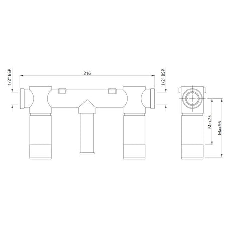 IN-WALL BODY OF 3-HOLE BASIN MIXER - JAQUAR FAUCETS -  ( CHROME - LAGUNA - 0x15 mm - 0inchX0.5inch )