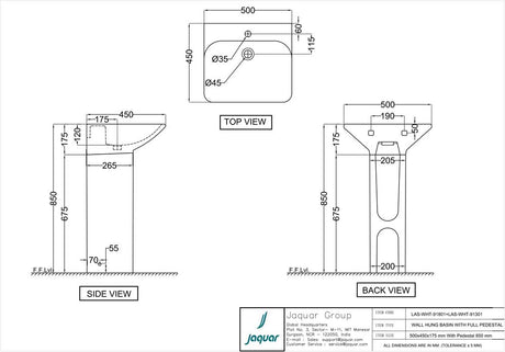 LAS-WHT-91301 - FULL PEDESTAL FOR LAS-WHT-91801 - JAQUAR SWARE -  (  -  - 0x0 mm - 0inchx0inch )