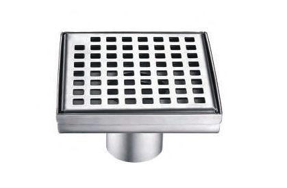SQUARE SHOWER DRAIN CENTER OUTLET (50MM) - AUGA -  ( SS FINISH -  - 133x133x80 mm - 5.32inchX5.32inchX3.2inch )