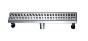SHOWER LINEAR DRAIN CENTRE OUTLET (50MM) - AUGA -  ( SS FINISH -  - 610x76x80 mm - 24.4inchX3.04inchX3.2inch )