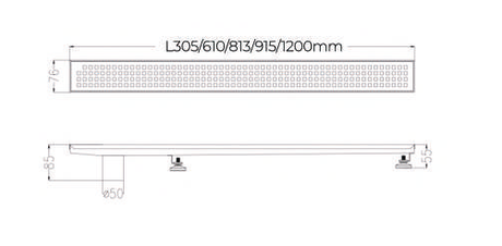 SHOWER LINEAR DRAIN LEFT & RIGHT OUTLET (50MM) - AUGA -  ( SS FINISH -  - 610x76x80 mm - 24.4inchX3.04inchX3.2inch )