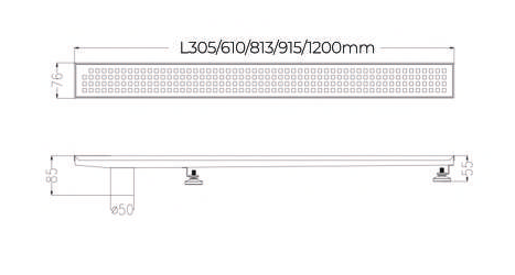 SHOWER LINEAR DRAIN LEFT & RIGHT OUTLET (50MM) - AUGA - (SS FINISH -  - 813x76x80 mm - 32.5inchX3.04inchX3.2inch)