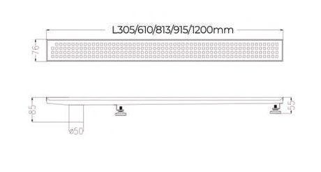 SHOWER LINEAR DRAIN LEFT & RIGHT OUTLET (50MM) - AUGA - (SS FINISH -  - 813x76x80 mm - 32.5inchX3.04inchX3.2inch)
