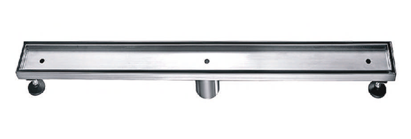 TILE (INSERT- 9MM DEPTH) SHOWER LINEAR DRAIN CENTRE OUTLET - AUGA - (CHROME -  - 610x76x80 mm - 24.4inchX3.04inchX3.2inch)