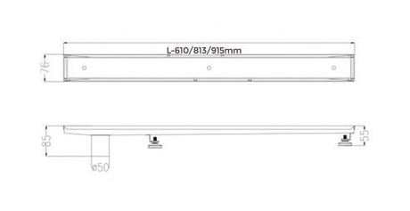 MARBLE (INSERT - 16MM DEPTH) SHOWER LINEAR DRAIN CENTRE OUTLET - AUGA - (CHROME -  - 610x76x80 mm - 24.4inchX3.04inchX3.2inch)