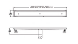 TILE (INSERT- 9MM DEPTH) SHOWER LINEAR DRAIN CENTRE OUTLET - AUGA - (CHROME -  - 813x76x80 mm - 32.5inchX3.0inchX3.2inch)