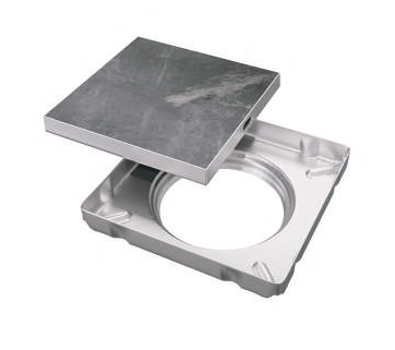 SQUARE FLOOR DRAIN TILE/MARBLE (INSERT- 14MM DEPTH) - AUGA - (CHROME -  - 125x125 mm - 5inchX5inch)