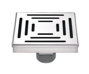 SQUARE SHOWER DRAIN CENTER OUTLET - AUGA -  ( SS FINISH - IRISH - 125x125 mm - 5inchX5inch )