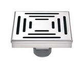 SQUARE SHOWER DRAIN CENTER OUTLET - AUGA -  ( SS FINISH - IRISH - 125x125 mm - 5inchX5inch )