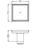 SQUARE SHOWER DRAIN CENTER OUTLET - AUGA -  ( SS FINISH - IRISH - 125x125 mm - 5inchX5inch )