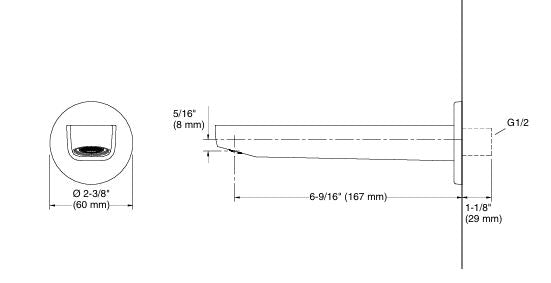 ACCLIV WALL MOUNT BATH SPOUT WITHOUT DIVERTER - KOHLER POPULAR -  ( CHROME - POPULAR - 0x38 mm - 0inchX1.52inch )