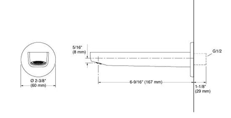 ACCLIV WALL MOUNT BATH SPOUT WITHOUT DIVERTER - KOHLER POPULAR -  ( CHROME - POPULAR - 0x38 mm - 0inchX1.52inch )