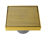 SQUARE SHOWER DRAIN CENTER OUTLET - AUGA -  ( GOLD - NIGER - 125x125 mm - 5inchX5inch )