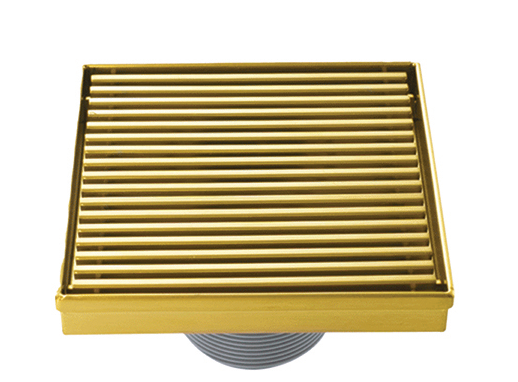 SQUARE SHOWER DRAIN CENTER OUTLET - AUGA -  ( GOLD - NIGER - 125x125 mm - 5inchX5inch )