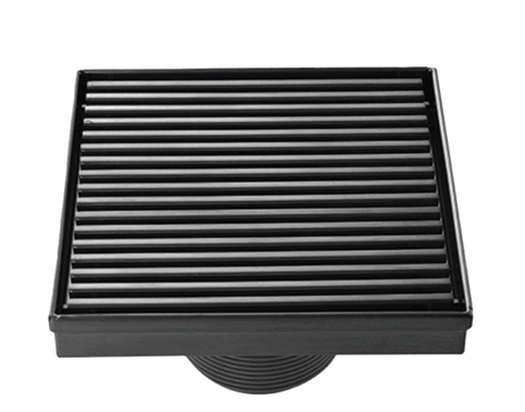 SQUARE SHOWER DRAIN CENTER OUTLET - AUGA -  ( MATT BLACK - NIGER - 125x125 mm - 5inchX5inch )