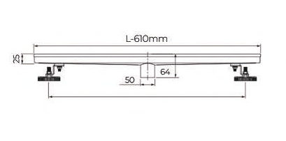 SHOWER CHANNEL DRAIN CENTER OUTLET 24 - AUGA -  ( MATT BLACK - CENTER OUTLET 24 INCH - 610x80 mm - 24.4inchX3.2inch )