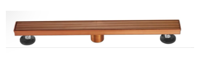 SHOWER LINEAR DRAIN CENTRE OUTLET - AUGA -  ( ROSE GOLD - CENTER OUTLET 24 INCH - 610x84 mm - 24.4inchX3.36inch )