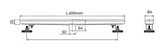 SHOWER CHANNEL DRAIN CENTER OUTLET 24 - AUGA -  ( GOLD - CENTER OUTLET 24 INCH - 610x80 mm - 24.4inchX3.2inch )