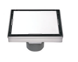 SQUARE SHOWER DRAIN CENTER OUTLET - AUGA -  ( SS FINISH - VOLGA - 125x125 mm - 5inchX5inch )
