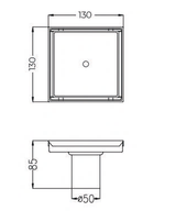 SQUARE SHOWER DRAIN CENTER OUTLET - AUGA -  ( SS FINISH - VOLGA - 125x125 mm - 5inchX5inch )