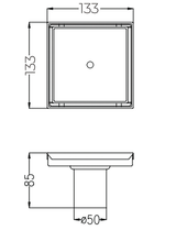 SQUARE SHOWER DRAIN CENTER OUTLET (50MM) - AUGA -  ( SS FINISH -  - 133x133x80 mm - 5.32inchX5.32inchX3.2inch )