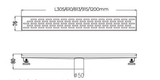 SHOWER LINEAR DRAIN CENTRE OUTLET (50MM) - AUGA -  ( SS FINISH -  - 305x76x80 mm - 12.2inchX3.04inchX3.2inch )