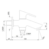 BIB COCK  2-WAY W/FLANGE - JAQUAR FAUCETS -  ( CHROME - LYRIC - 0x15 mm - 0inchX0.5inch )