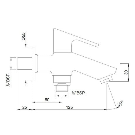 BIB COCK  2-WAY W/FLANGE - JAQUAR FAUCETS -  ( CHROME - LYRIC - 0x15 mm - 0inchX0.5inch )