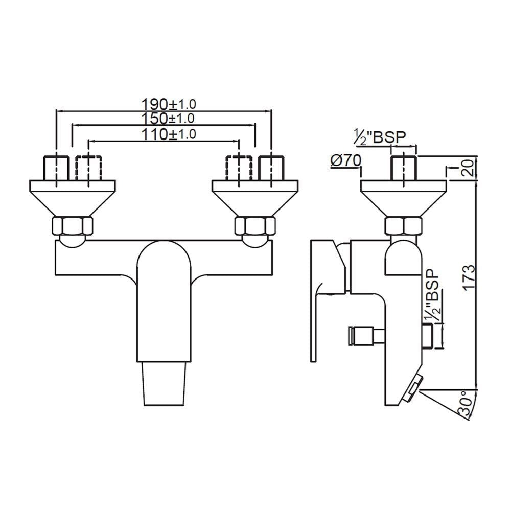 S.L. WALL MIXER - JAQUAR FAUCETS -  ( CHROME - LYRIC - 0x15 mm - 0inchX0.5inch )