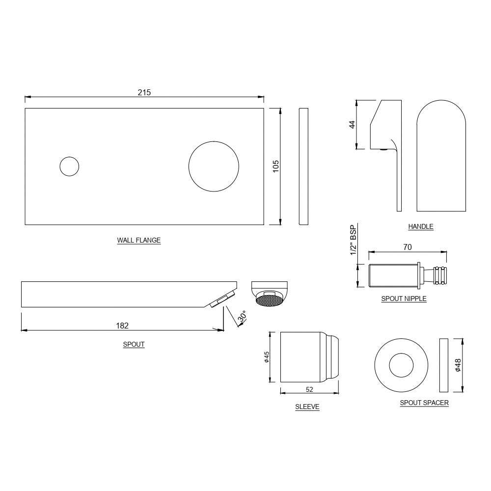 EXP PART KIT FOR S/L CON B/MIXER (W/M)- JAQUAR FAUCETS -  ( CHROME - LYRIC - 0x15 mm - 0inchX0.5inch )