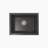 QUARTZ SINK 1.0 BOWL W/O DRAIN BOARD (DEPTH 8INCH) LIVIA LARGE - NIRALI -  ( GRANITE BLACK - QUARTZ ELITE RANGE - 595x450 mm - 24inchX18inch )