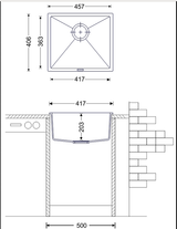 QUARTZ 1.0 BOWL W/O DRAIN BOARD (DEPTH 8INCH) - CARYSIL -  ( GRANITE CONCRETE - MAGIC SALSA - 457x406 mm - 18inchX16inch )