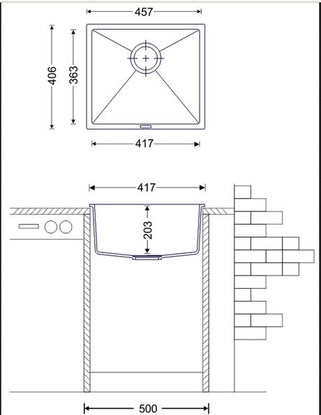 QUARTZ 1.0 BOWL W/O DRAIN BOARD (DEPTH 8INCH) - CARYSIL -  ( GRANITE CONCRETE - MAGIC SALSA - 457x406 mm - 18inchX16inch )