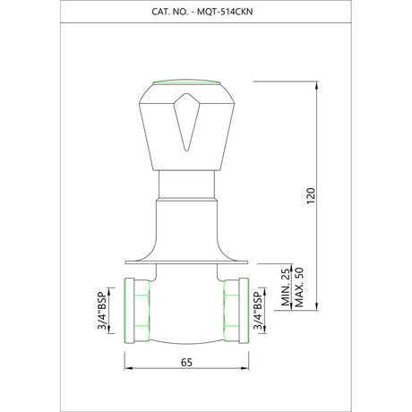 CONC.STOP COCK WITH HEAVY BODY - ESSCO FAUCET -  ( CHROME - MARVEL RANGE - 0x20 mm - 0inchX0.75inch )