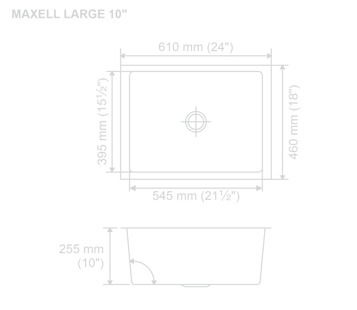 SS SINK 1.0 BOWL W/O DRAIN BOARD(DEPTH 10  ) MAXELL LARGE (1.2 MM THICKNESS) - NIRALI -  ( SATIN - MAGNUS PREMIUM RANGE - 610x460 mm - 24inchX18inch )