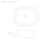 SS SINK 1.0 BOWL W/O DRAIN BOARD(DEPTH 10  ) MAXELL LARGE (1.2 MM THICKNESS) - NIRALI -  ( SATIN - MAGNUS PREMIUM RANGE - 610x460 mm - 24inchX18inch )