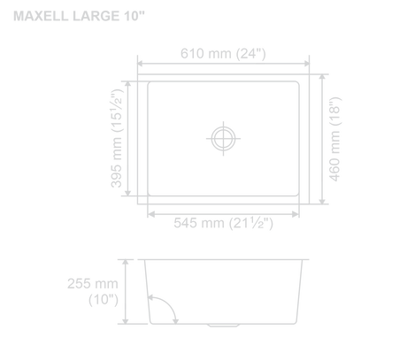 SS SINK 1.0 BOWL W/O DRAIN BOARD(DEPTH 10  ) MAXELL LARGE (1.2 MM THICKNESS) - NIRALI -  ( SATIN - MAGNUS PREMIUM RANGE - 610x460 mm - 24inchX18inch )