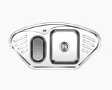 SS SINK 1.0 BOWL WITH DRAIN BOARD & VEG BOWL (DEPTH 8INCH)MONARCH - NIRALI -  ( SATIN - D SIGNO - 1040x535 mm - 41inchX21inch )