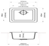 QUARTZ 1.0 BOWL W/O DRAIN BOARD (DEPTH 8INCH) - CARYSIL -  ( GRANITE SNOVA - NEO SALSA - 423x423 mm - 16.65inchX16.65inch )