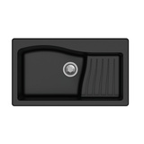 QUARTZ 1 BOWL W/SMALL DRAINBOARD (DEPTH 10INCH) - CARYSIL -  ( GRANITE METALLIC NERA - SWAN NEW ASCEND - 860x500 mm - 34inchX20inch )