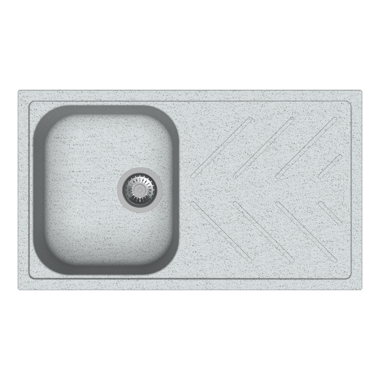 STD 1 BOWL W/DRAINBOARD(DEPTH 8INCH) - CARYSIL -  ( CRATER - NEW BEETHOVEN - 860x500 mm - 34inchX20inch )