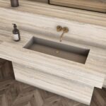 TRAVERTINE LAKSHORE CRESTAMATTE WITH SHIMMER - PORCEKO -  (  - NEOTERIC - 3000x790x15 mm - 118.11inchX31.1inchX0.6inch )