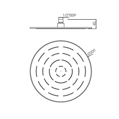 MAZE ROUND 12 - JAQUAR FAUCETS - ( ANTIQUE BRONZE - OVERHEAD SHOWER - 15x300 mm - 0.5inchX12inch )