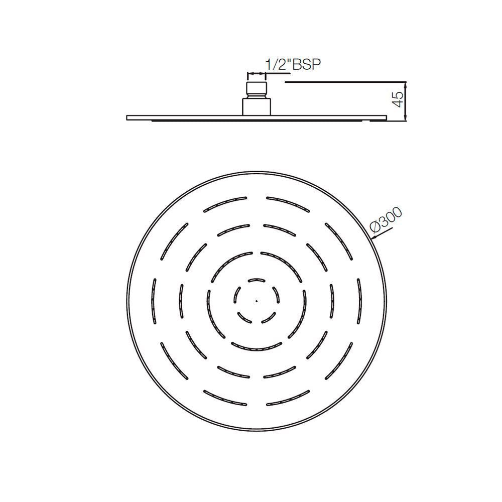 MAZE ROUND 12 - JAQUAR FAUCETS - ( ANTIQUE COPPER - OVERHEAD SHOWER - 15x300 mm - 0.5inchX12inch )