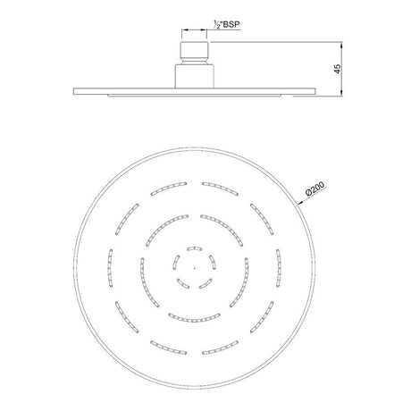 MAZE ROUND 8   - JAQUAR FAUCETS -  ( BCH - OVERHEAD SHOWER - 15x200 mm - 0.5inchX8inch )