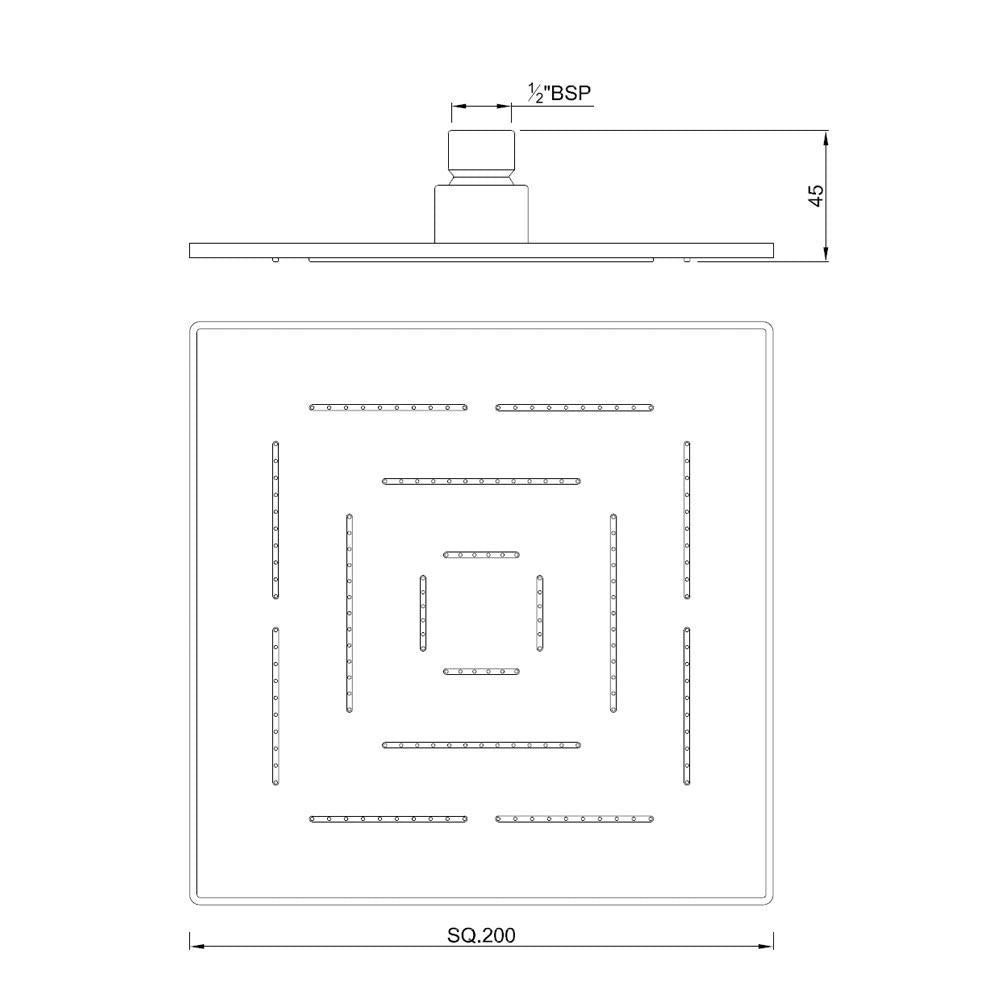 MAZE OVERHEAD SHOWER SQUARE - JAQUAR FAUCETS - ( STAINLESS STEEL - OVERHEAD SHOWER - 200x200 mm - 8inchX8inch )