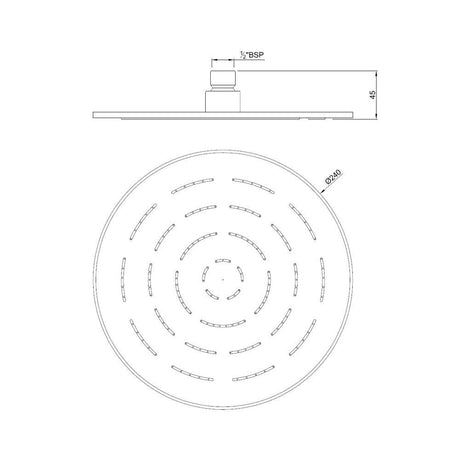 MAZE ROUND  9.5   - JAQUAR FAUCETS -  ( BLACK MATT - OVERHEAD SHOWER - 15x240 mm - 0.5inchX9.5inch )
