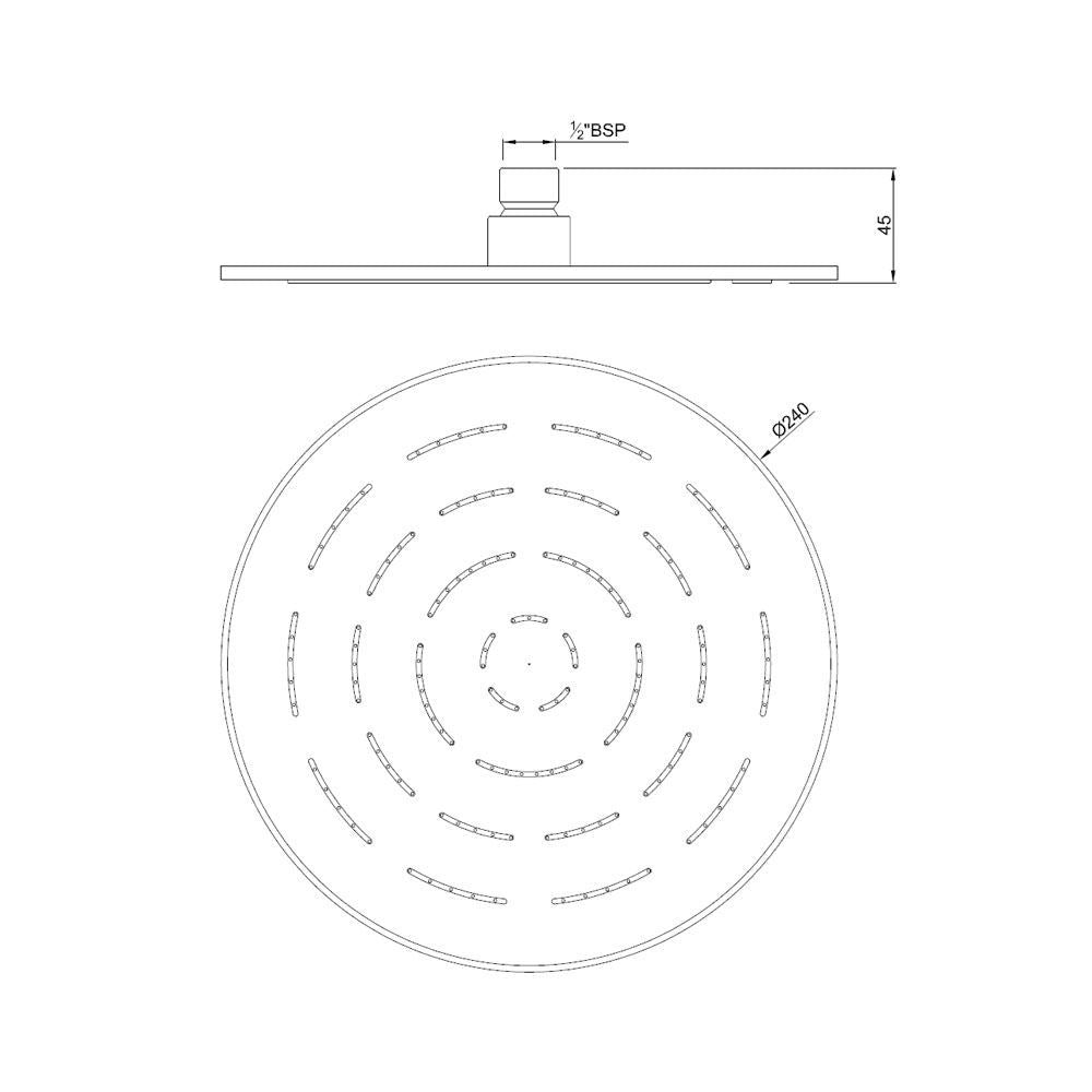 MAZE ROUND  9.5   - JAQUAR FAUCETS -  ( ANTIQUE BRONZE - OVERHEAD SHOWER - 15x240 mm - 0.5inchX9.5inch )