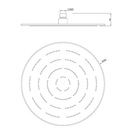 MAZE ROUND 12   - JAQUAR FAUCETS -  ( CHROME - OVERHEAD SHOWER - 15x300 mm - 0.5inchX12inch )