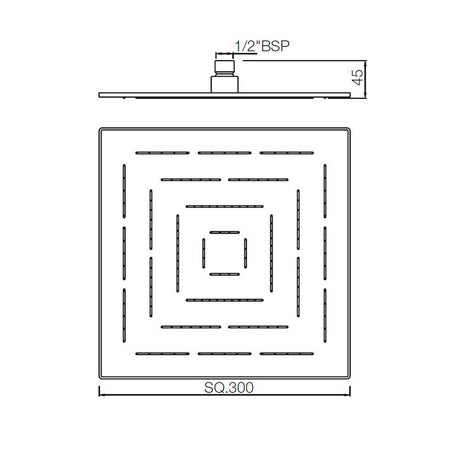 MAZE SQUARE 12   - JAQUAR FAUCETS -  ( BCH - OVERHEAD SHOWER - 15x300 mm - 0.5inchX12inch )